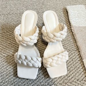 Braided chunky cream heels 7.5 worn once